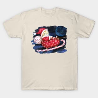 Kitten Santa on Candy Sleigh T-Shirt